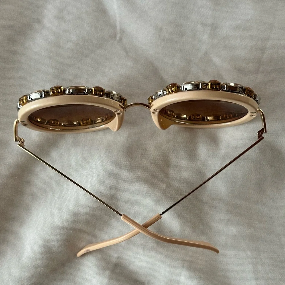 Crystal-Embellished Sunglasses Bold Statement Bohemian Boho Y2K Festival Style